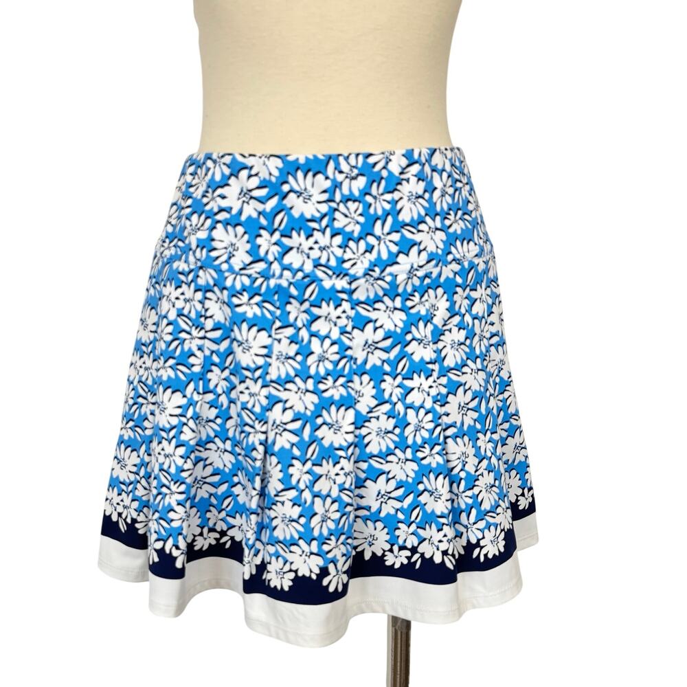 Lilly Pulitzer Luxletic Annora Skort Pleated in Lunar Blue Palm Beach Petals XL
